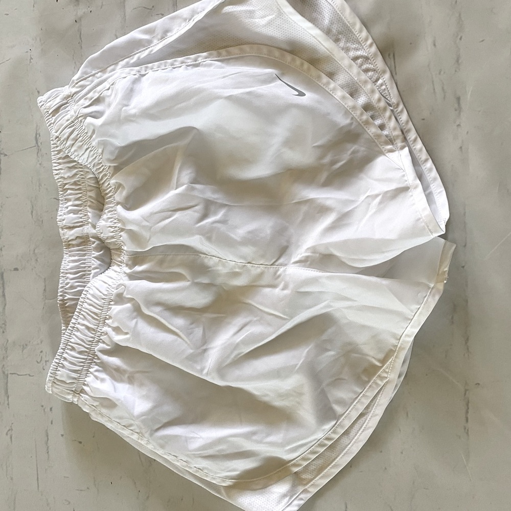 White Nike athletic shorts